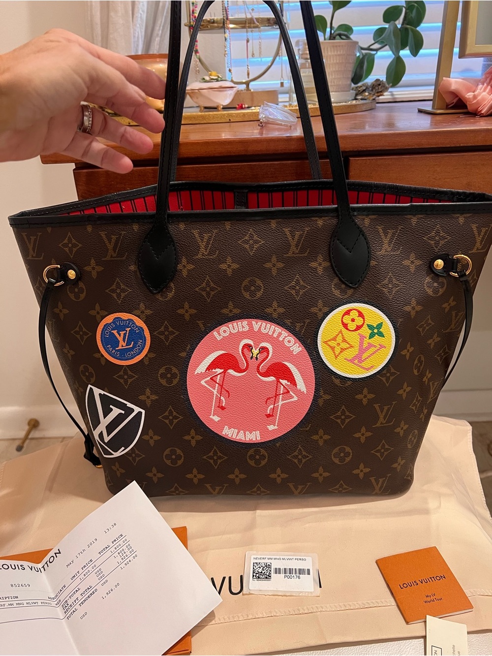 Louis Vuitton Brown Monogram World Tour Neverfull MM tote - Picture 5 of 16